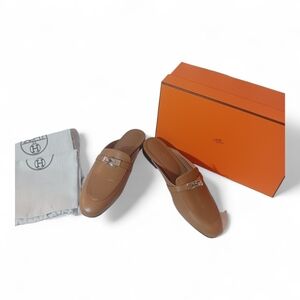 Hermes Oz Women's Mule Shoe Naturel Size 7.5 / 38 New